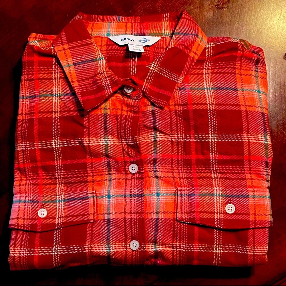Old Navy Boyfriend Shirt Tall Large Woman